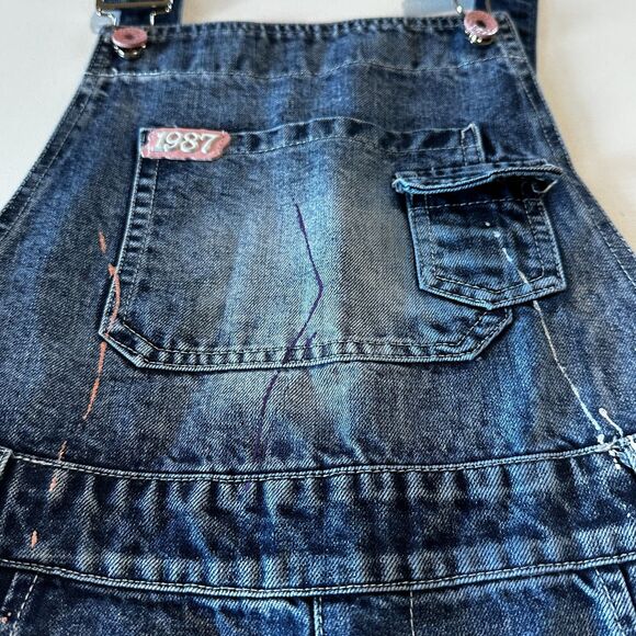 Yapai Vintage 1987 Overall Women Jeans Large 28 Blue Capri Mid Rise Denim - Picture 5 of 15